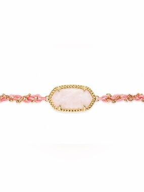 Kendra Scott Pink Braided Stone Charm Bracelet